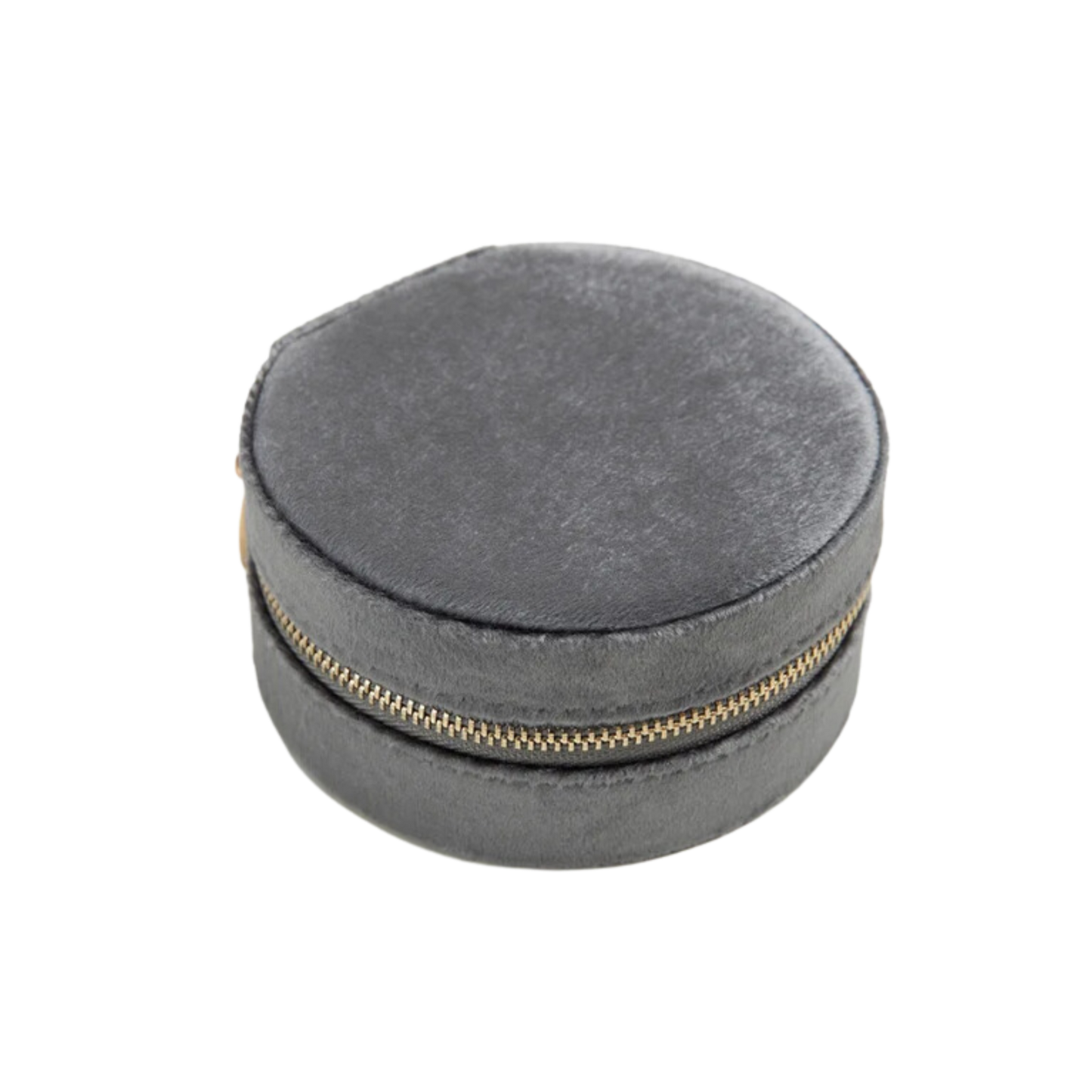 Gray Velvet Circle Jewelry Case - Set of 2