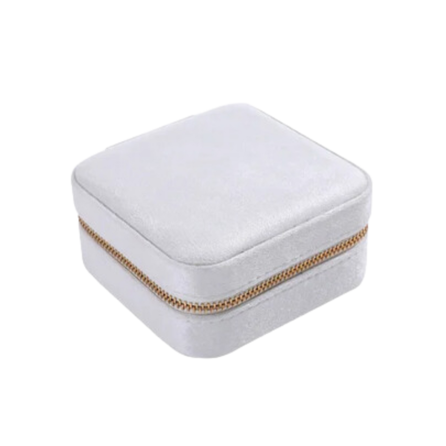 White Velvet Square Jewelry Case - Set of 2