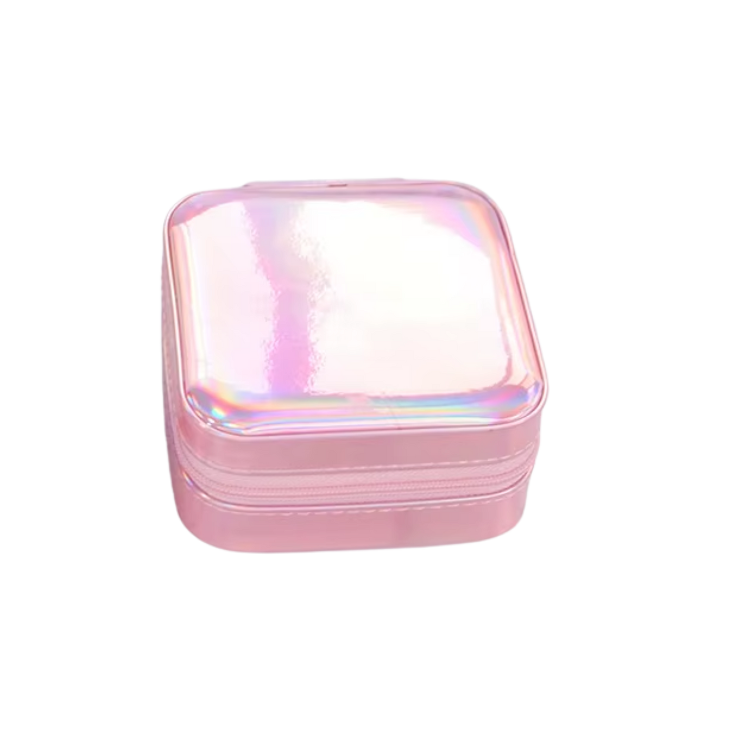 Pink Metallic Faux Leather Square Jewelry Case - Set of 2
