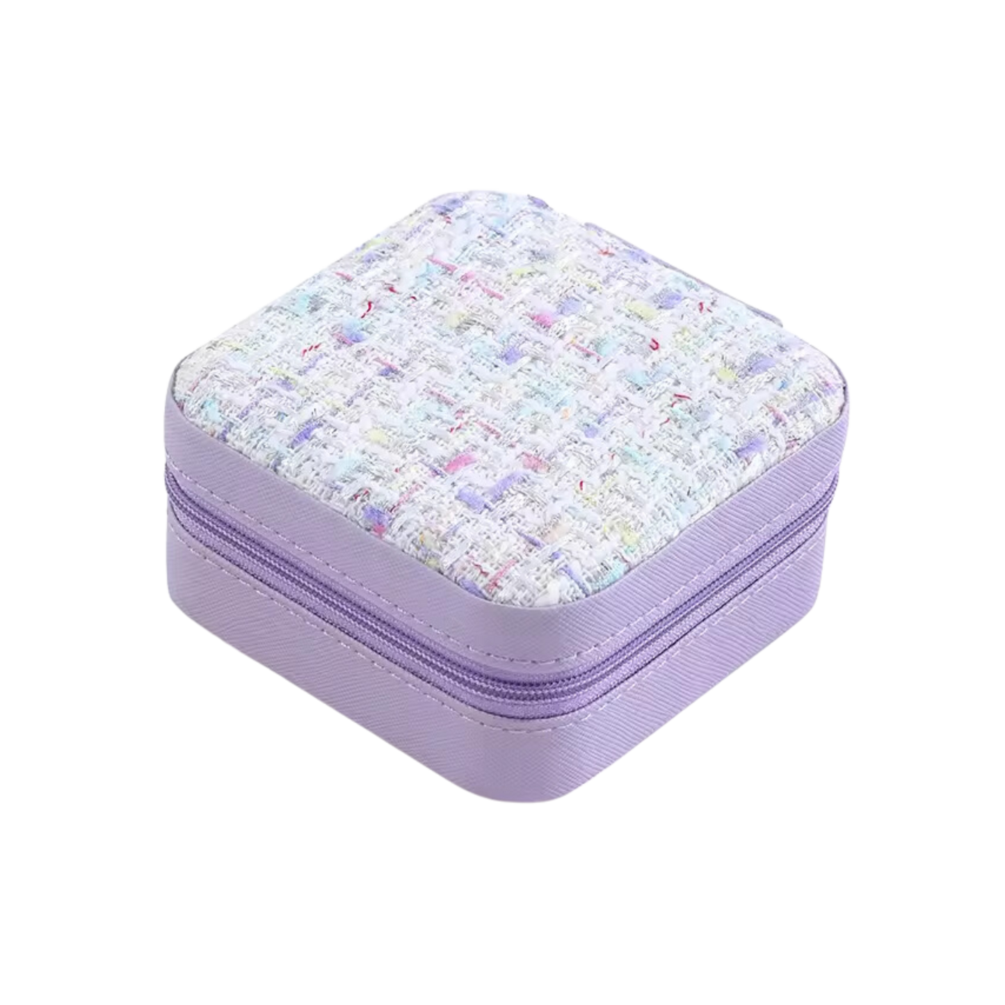 Purple Tweed Square Jewelry Case - Set of 2