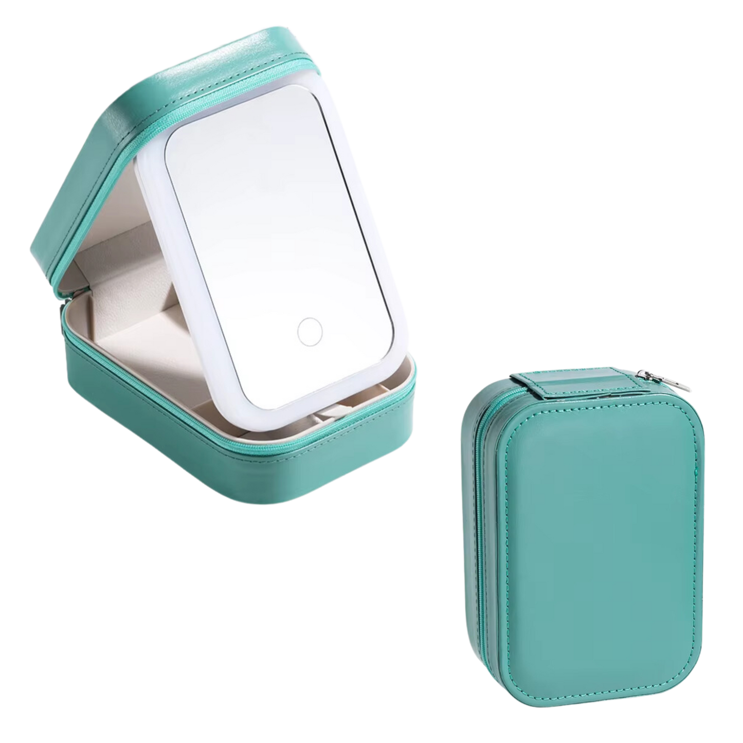 Aqua Led Light Mirror Jewelry Case - Set of 2