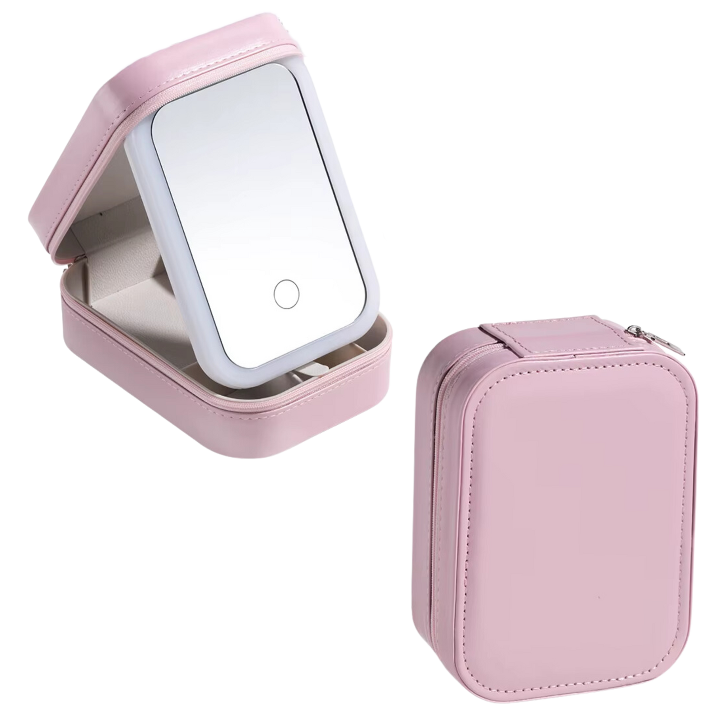 Pink Led Light Mirror Jewelry Case - Set of 2