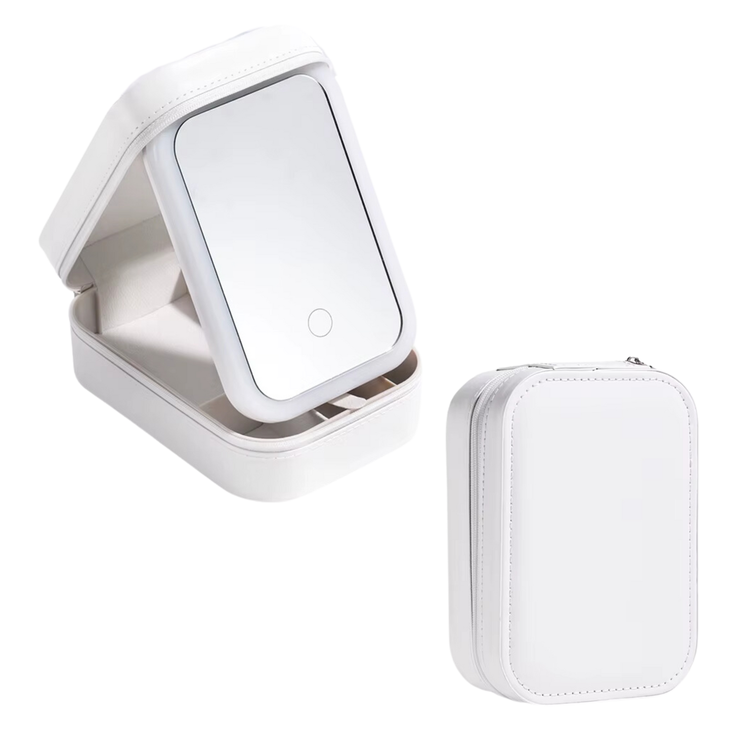 White Led Light Mirror Jewelry Case - Set of 2