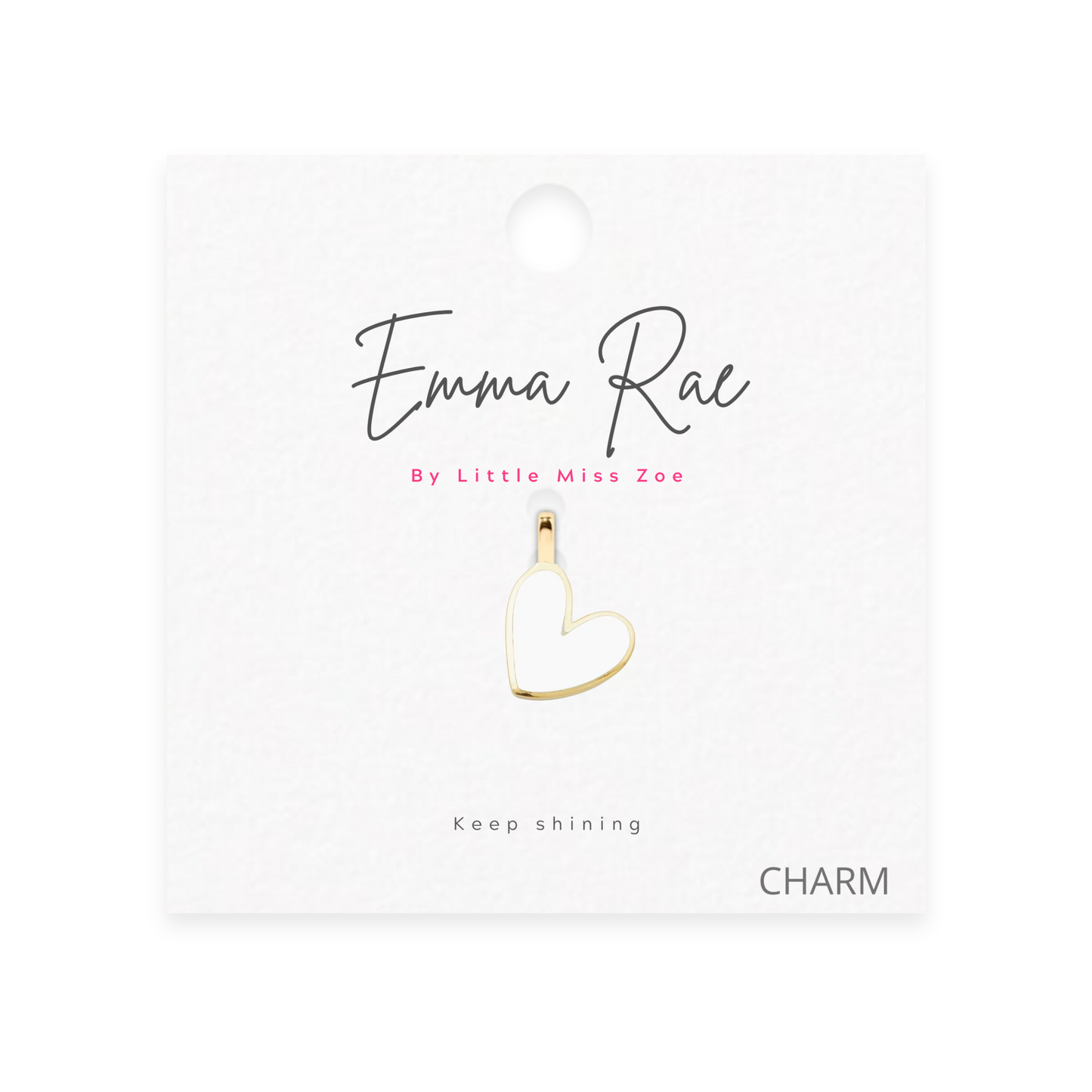 White Heart Sparkle Charm - Set of 3