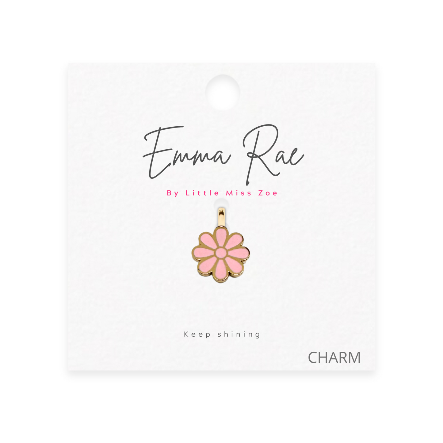 Pink Flower Sparkle Charm - Set of 3