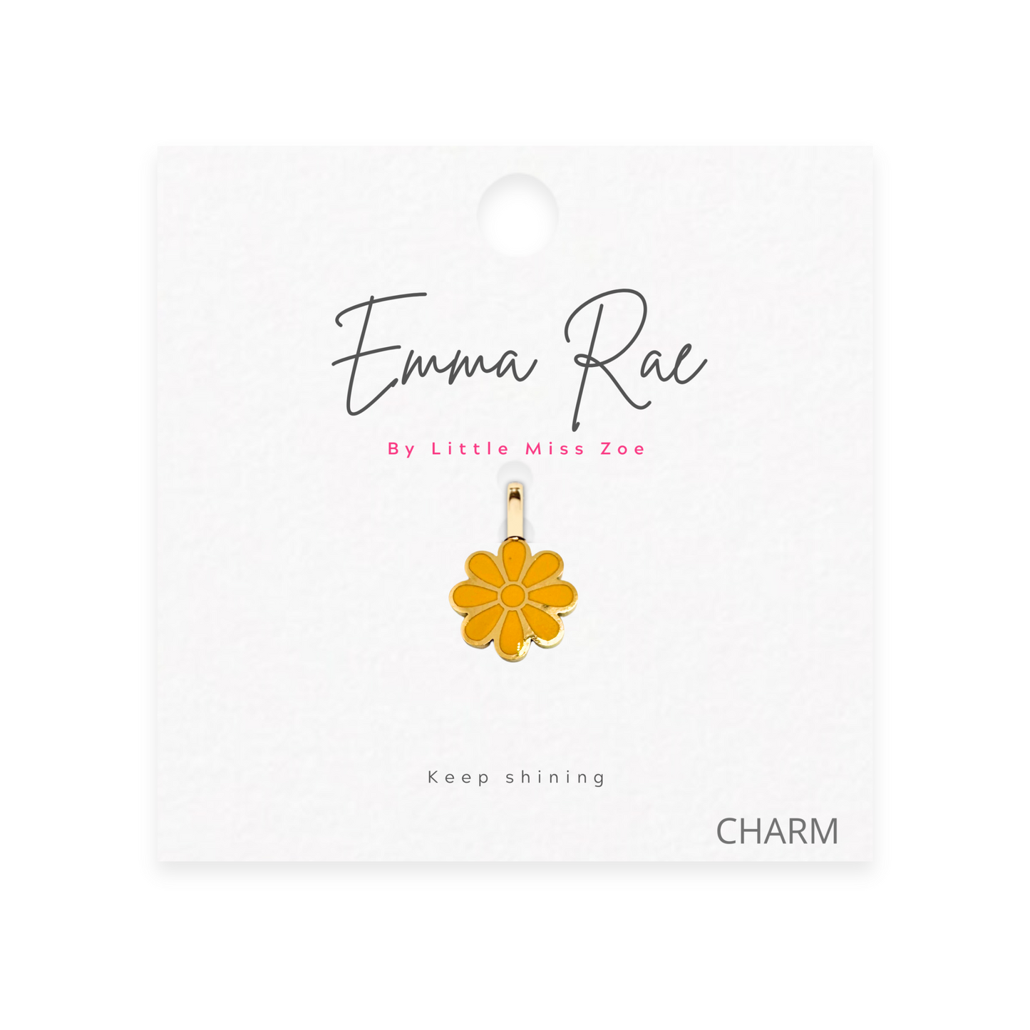 Yellow Flower Sparkle Charm - Set of 3