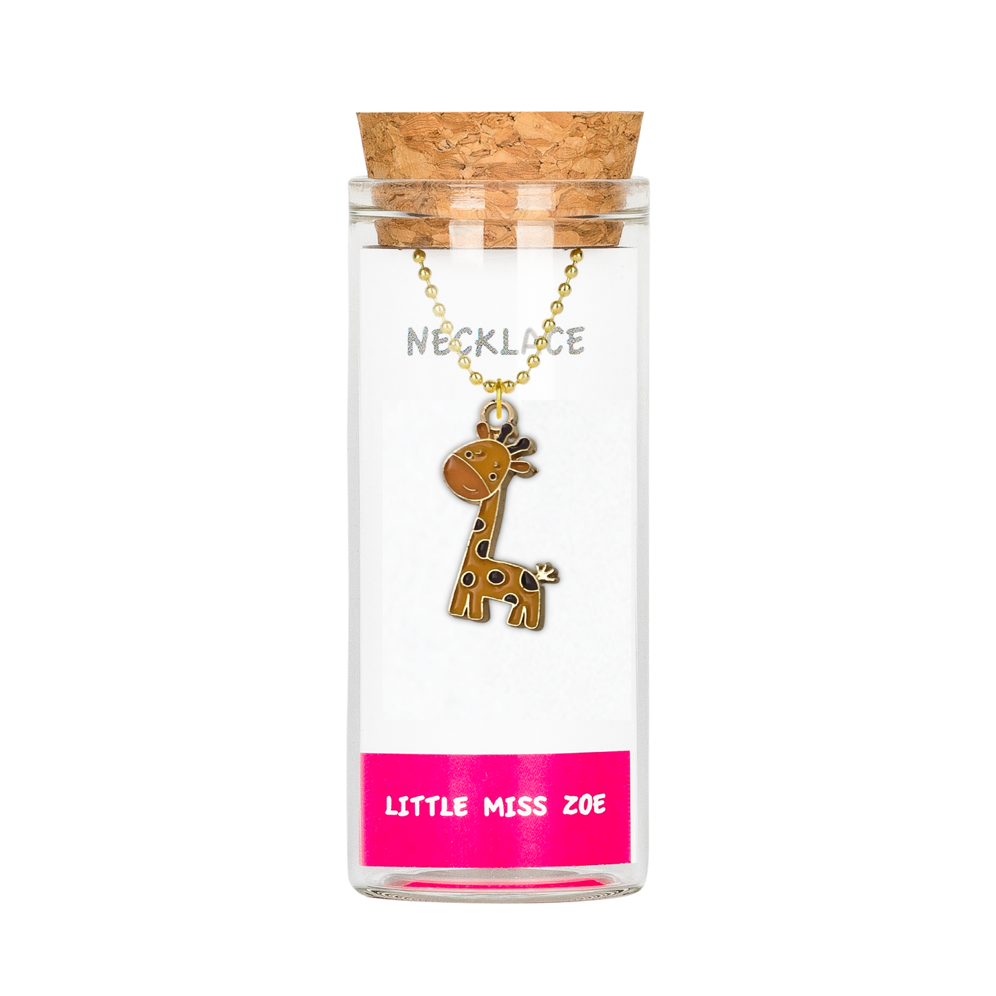 Giraffe Charming Necklace in a Bottle - Set of 3
