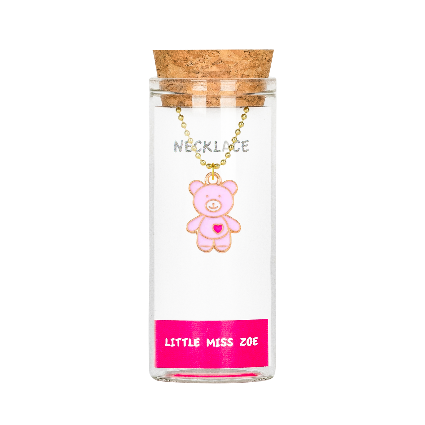 Love Bear Charming Necklace in a Bottle - Set of 3