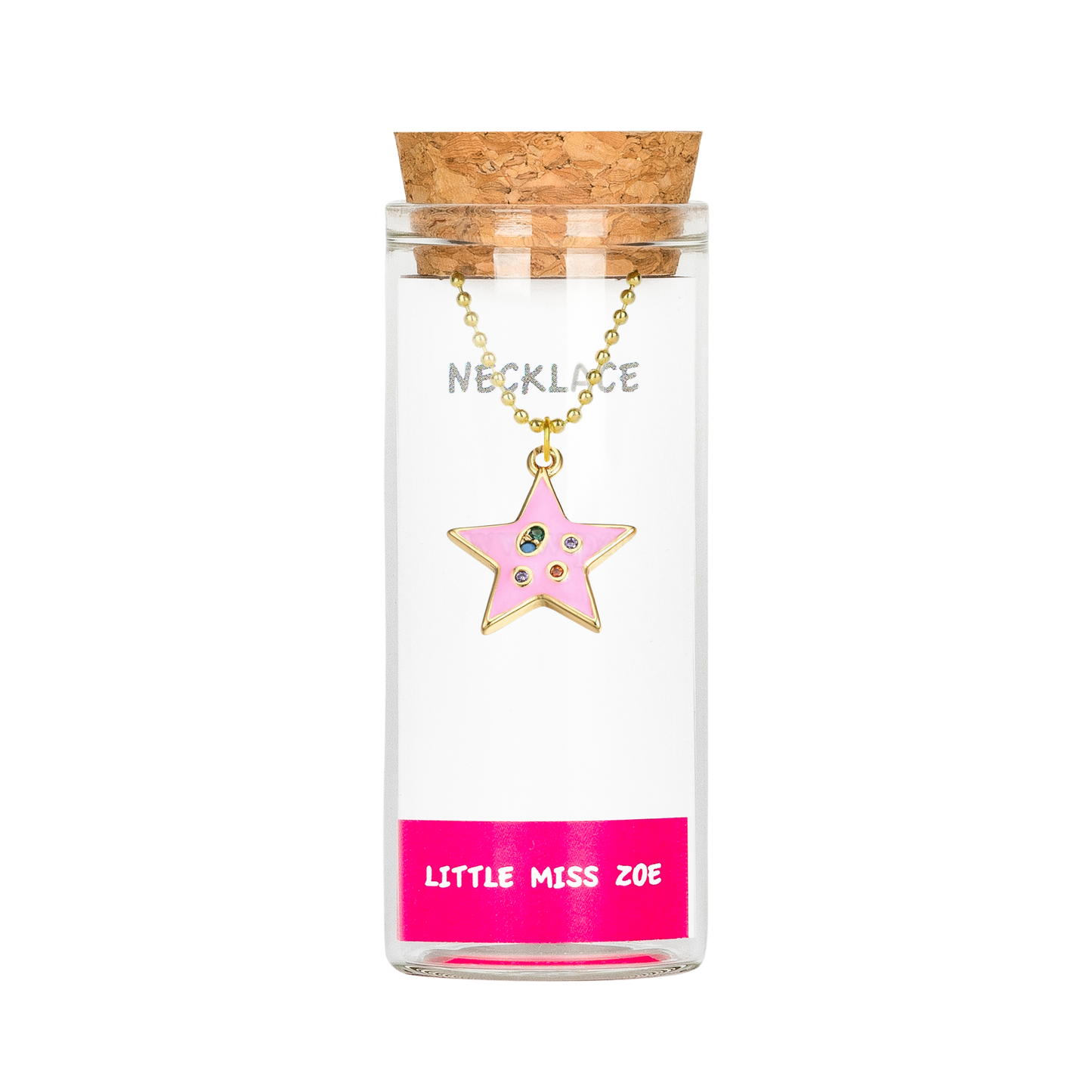 Pink Star Charming Necklace in a Bottle - Set of 3