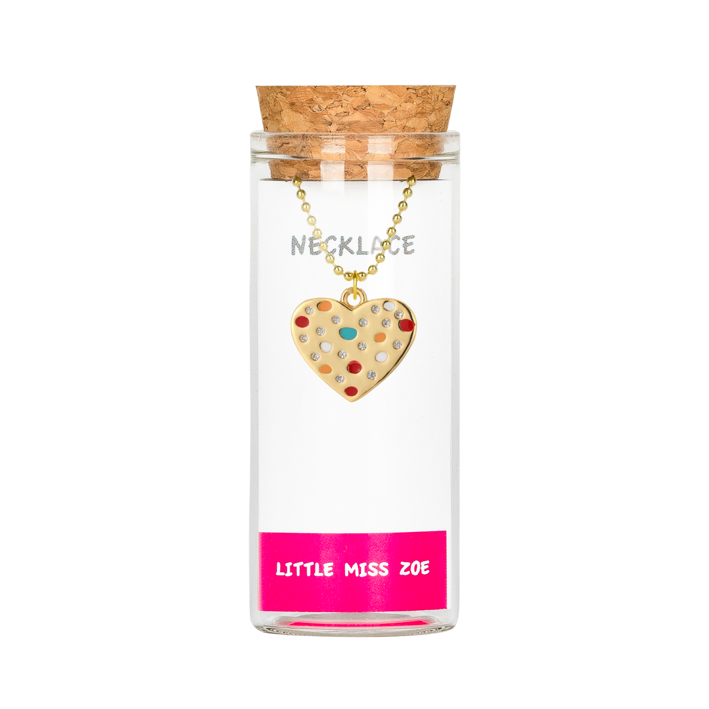 Dotted Heart Charming Necklace in a Bottle - Set of 3