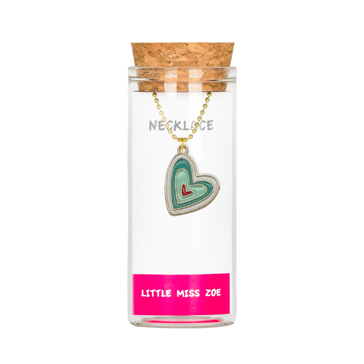 Turquoise Heart Charming Necklace in a Bottle - Set of 3