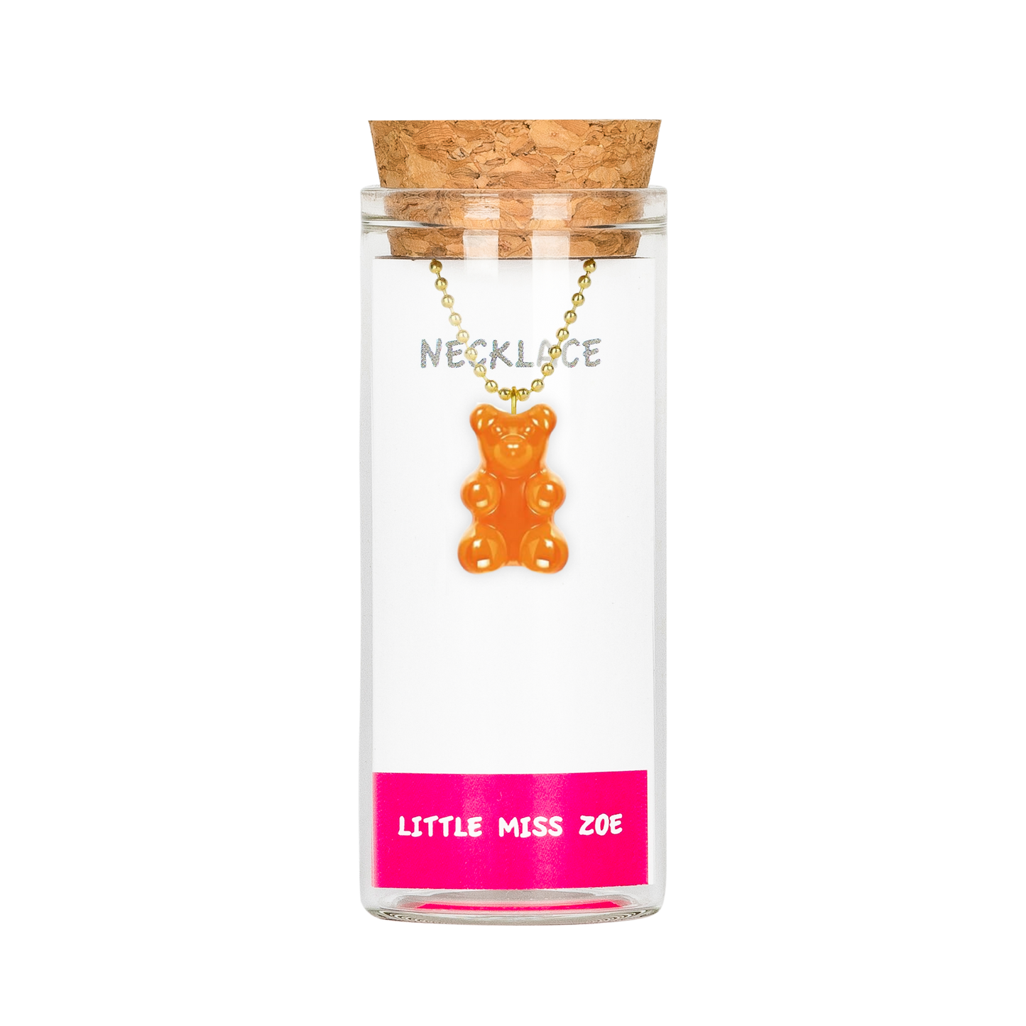 Orange Gummy Bear Charming Necklace in a Bottle - Set of 3