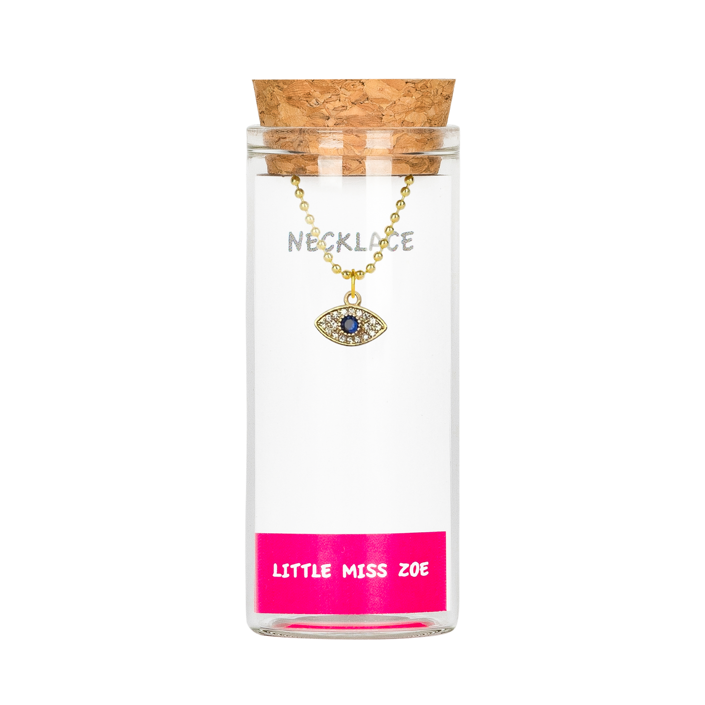Sparkly Evil Eye Charm Necklace in Bottle - Set of 3