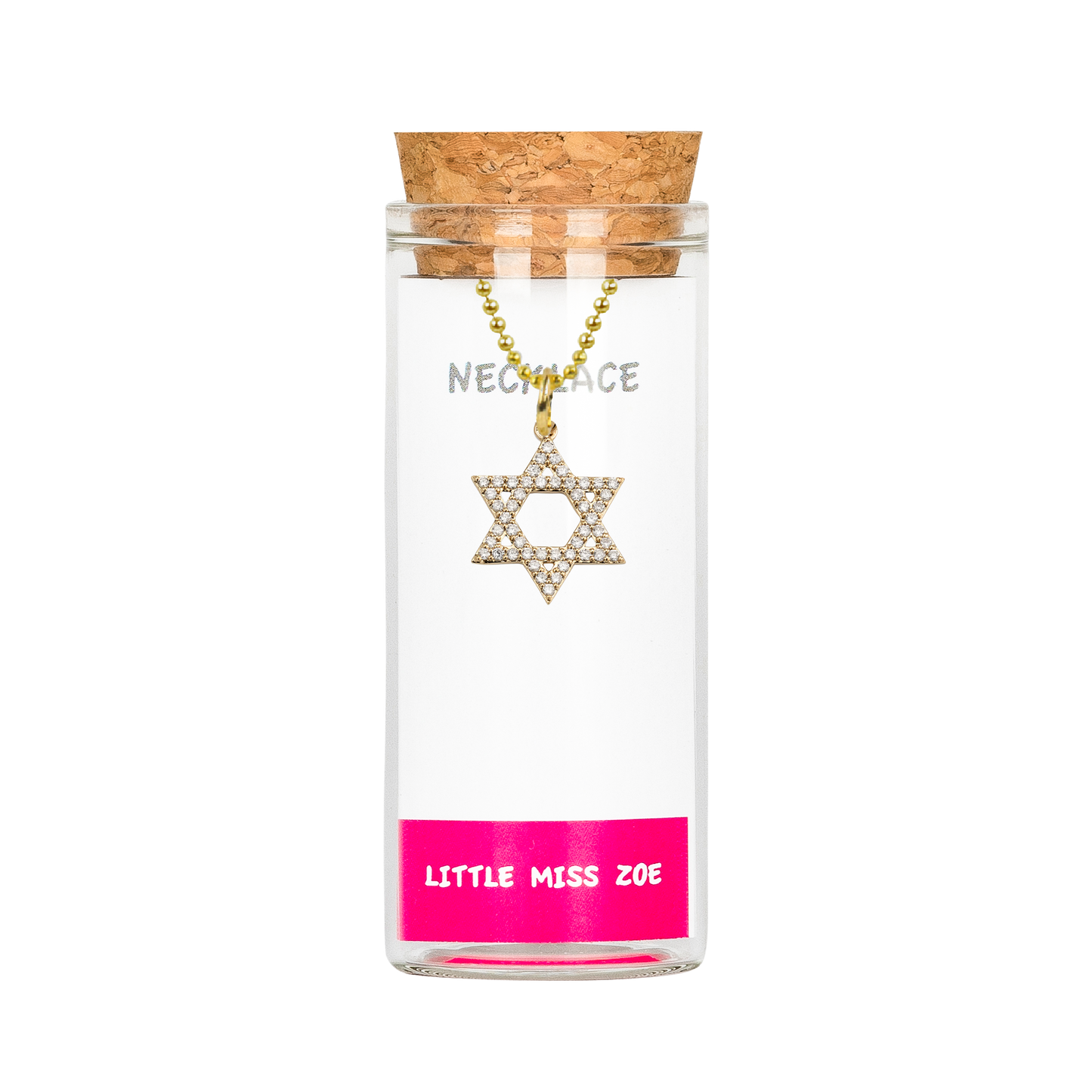 Sparkly Star of David Charm Necklace in Bottle - Set of 3