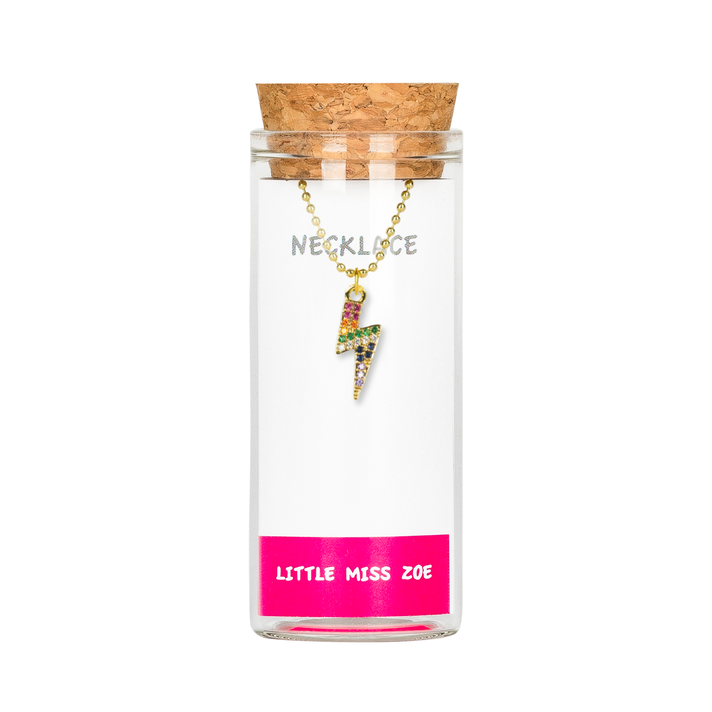 Sparkly Bolt Charm Necklace in Bottle - Set of 3