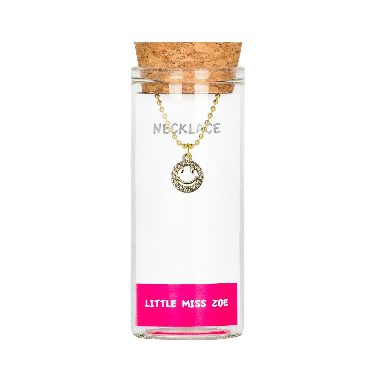 Sparkly Smiley Charm Necklace in Bottle - Set of 3