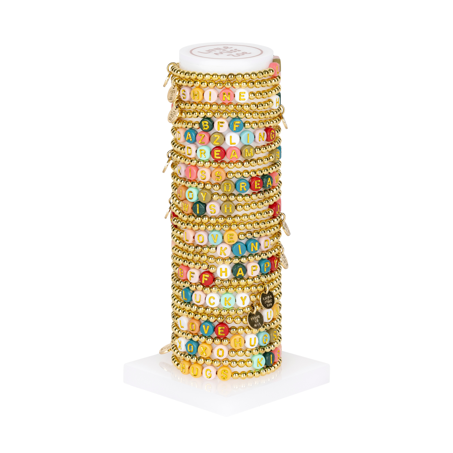 Dainty Gold Word Tower - Set of 25 Bracelets