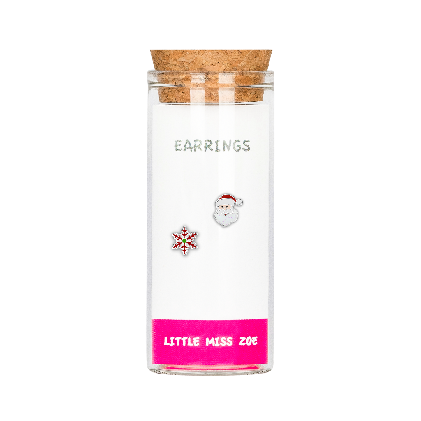 Snowflake/Santa Stud Earrings in a Bottle - Set of 3