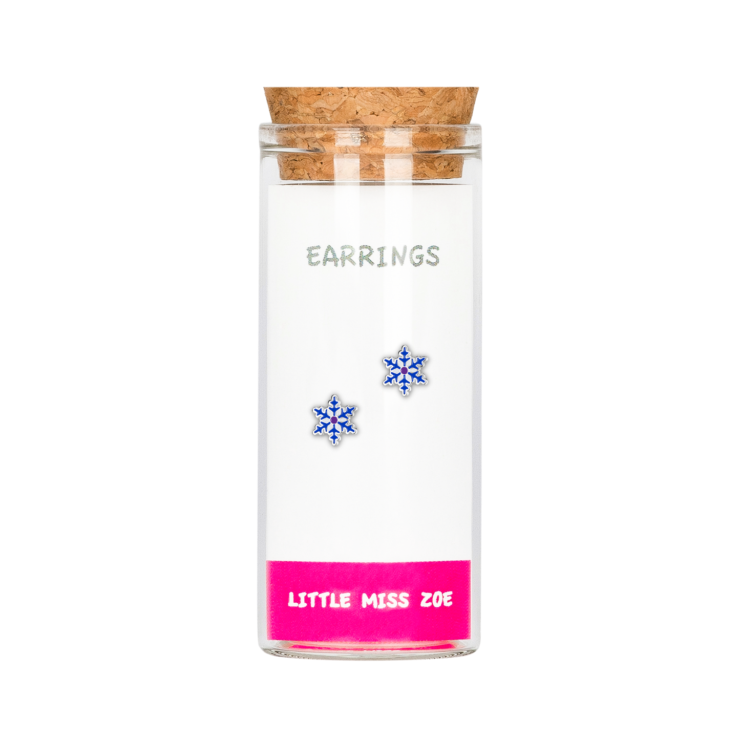 Snowflake Blue Stud Earrings in a Bottle - Set of 3