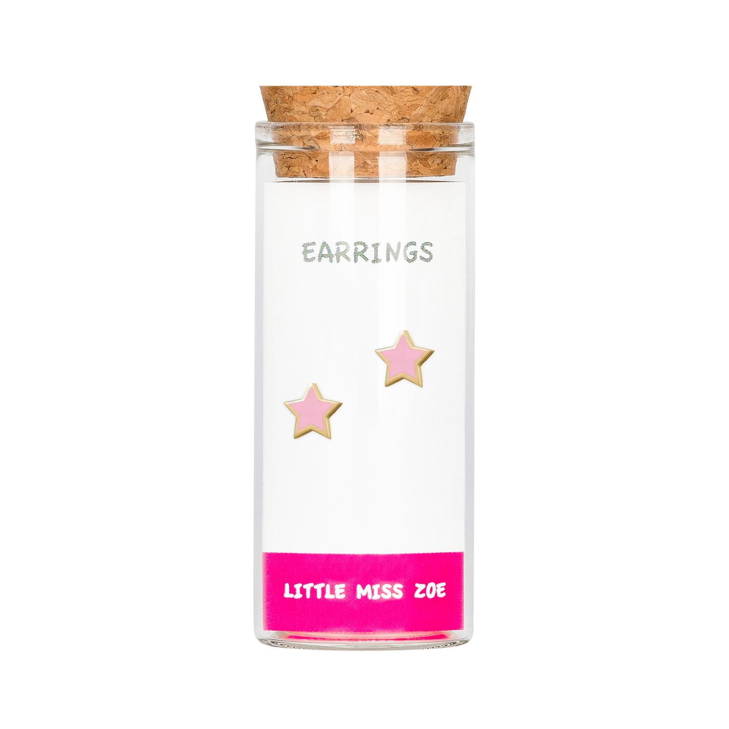 Star Pink Stud Earrings in a Bottle - Set of 3