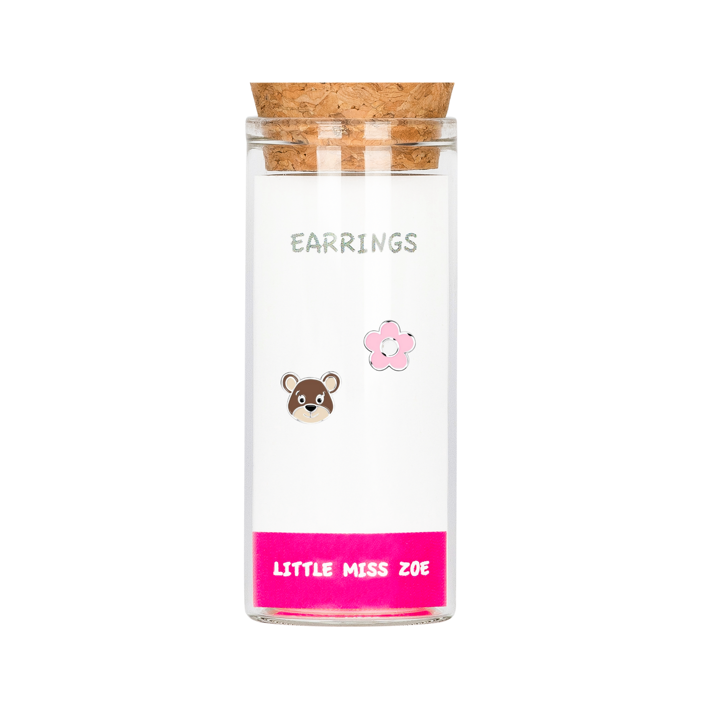 Bear/Flower Stud Earrings in a Bottle - Set of 3
