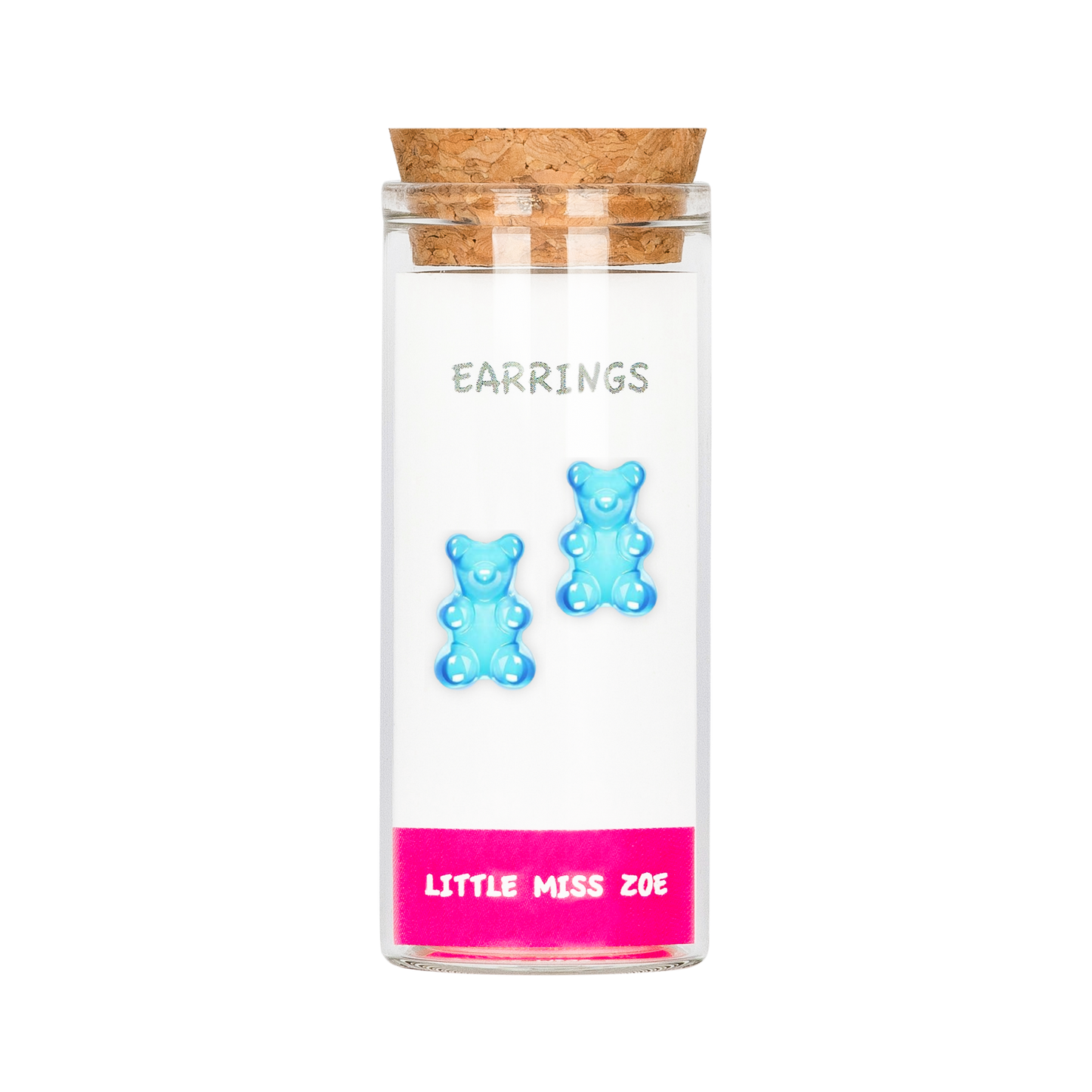 Yummy Bear Blue Stud Earrings in a Bottle - Set of 3