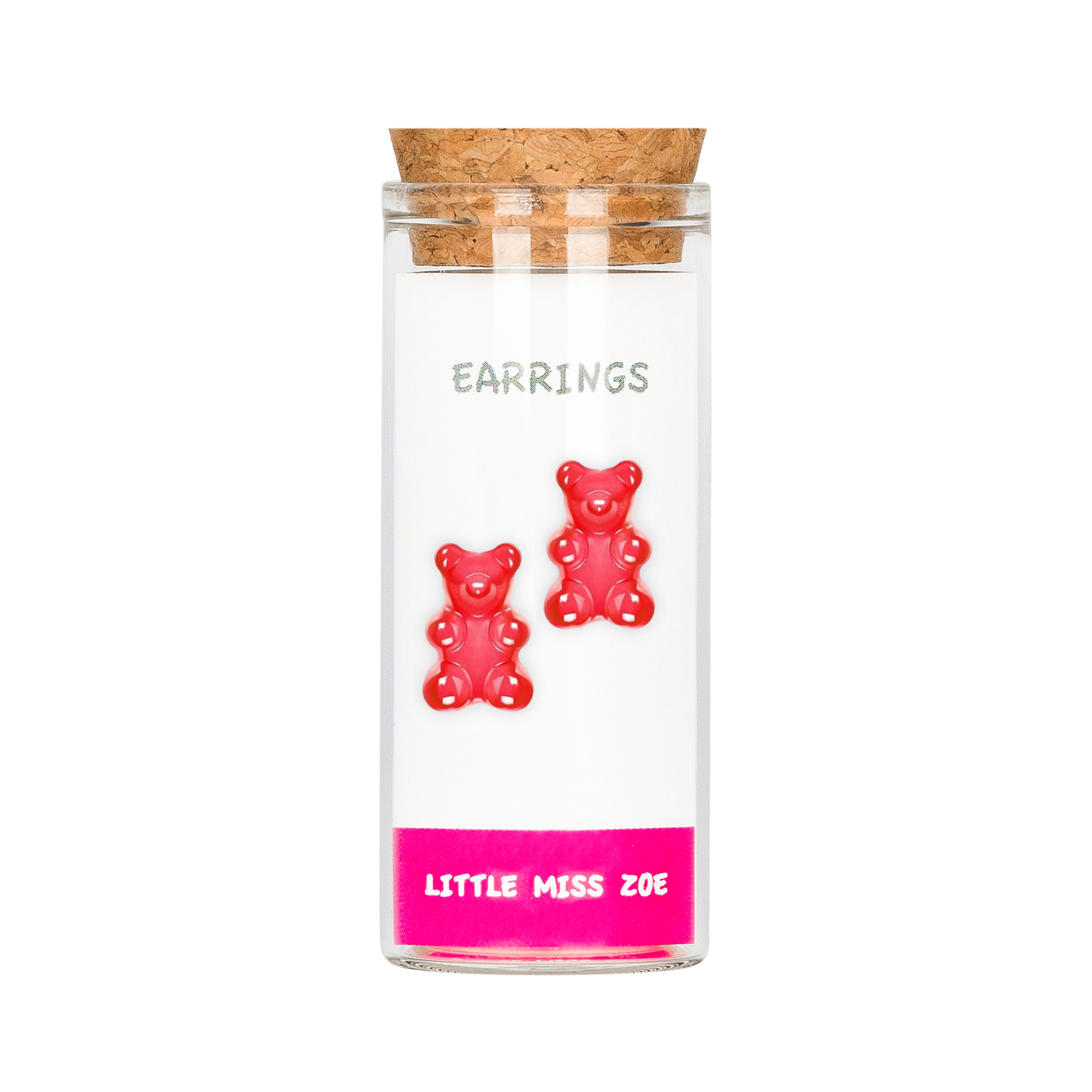 Yummy Bear Red Stud Earrings in a Bottle - Set of 3
