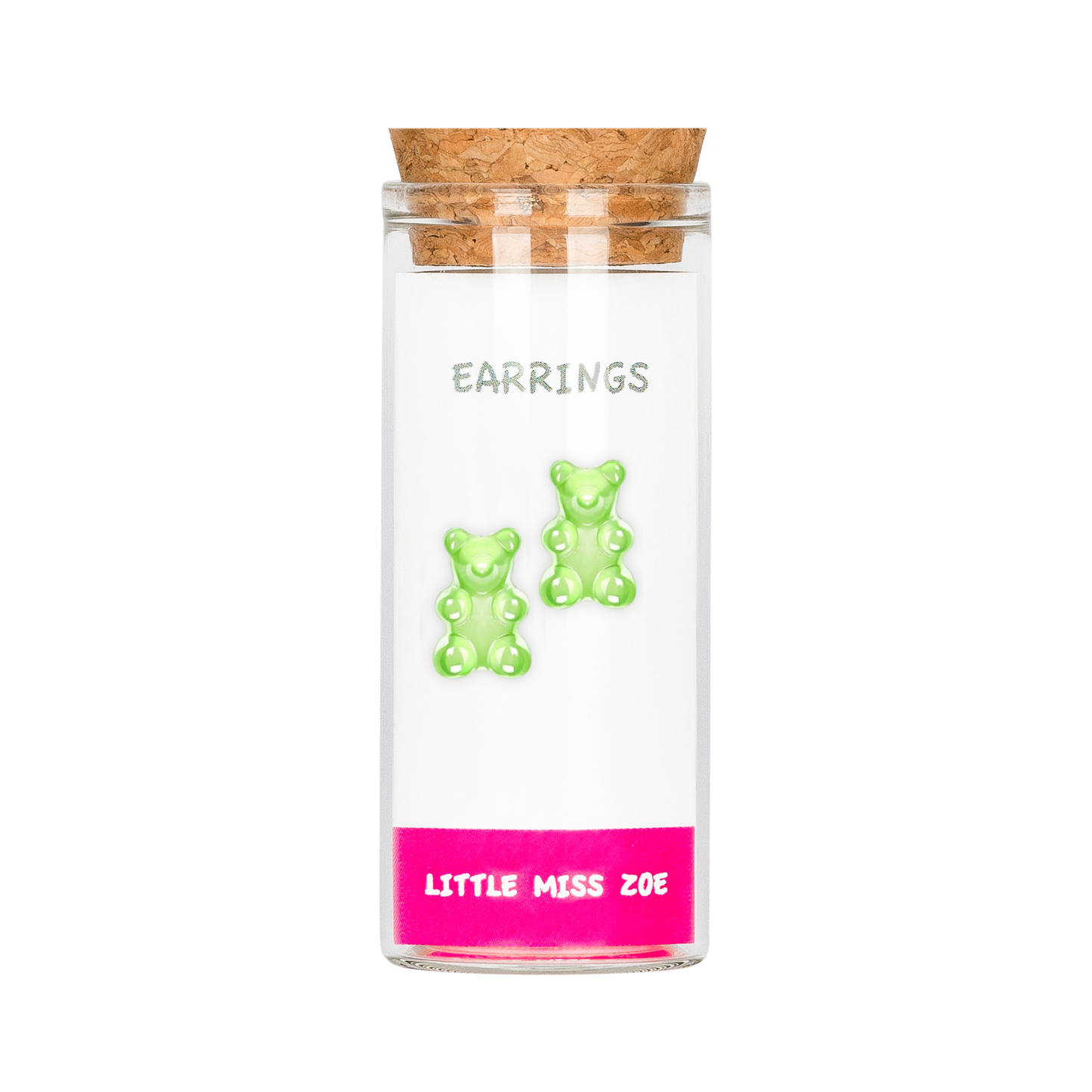 Yummy Bear Green Stud Earrings in a Bottle - Set of 3