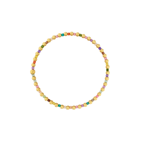 14k Gold Filled 3mm Rainbow Beaded Bracelet