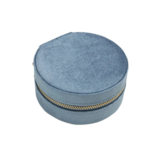Blue Velvet Circle Jewelry Case - Set of 2