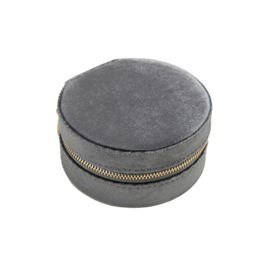 Gray Velvet Circle Jewelry Case - Set of 2