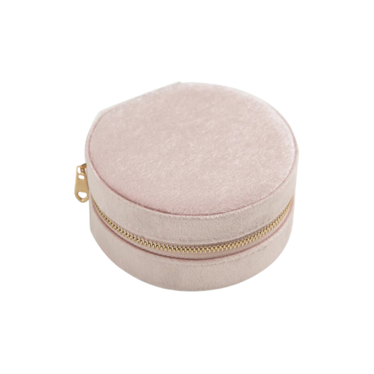Pink Velvet Circle Jewelry Case - Set of 2