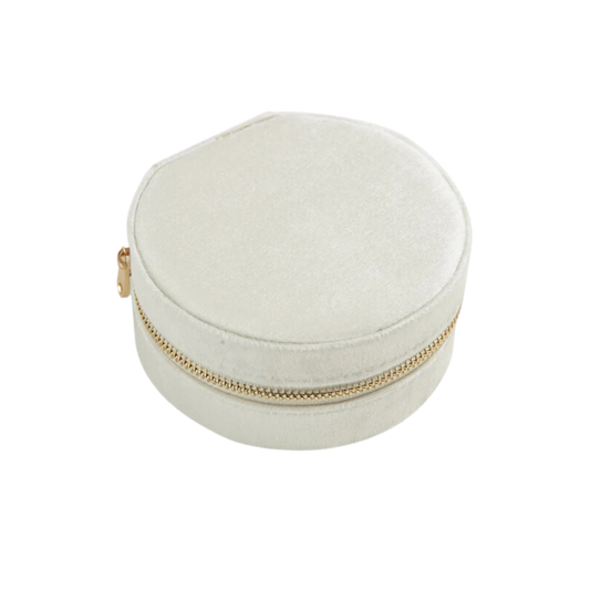 White Velvet Circle Jewelry Case - Set of 2