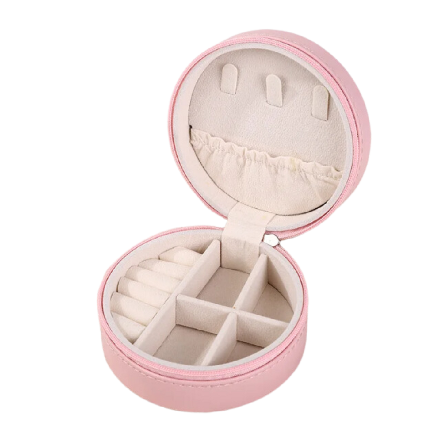 Pink Faux Leather Circle Jewelry Case - Set of 2