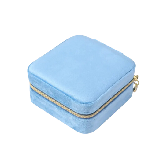Blue Velvet Square Jewelry Case - Set of 2