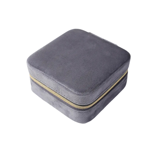 Gray Velvet  Square Jewelry Case - Set of 2