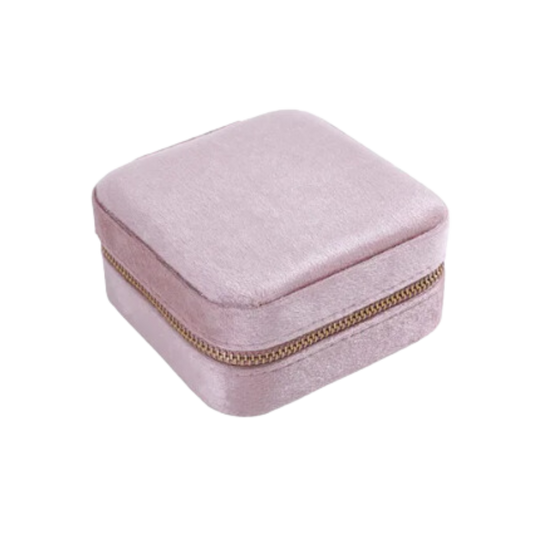 Pink Velvet Square Jewelry Case - Set of 2