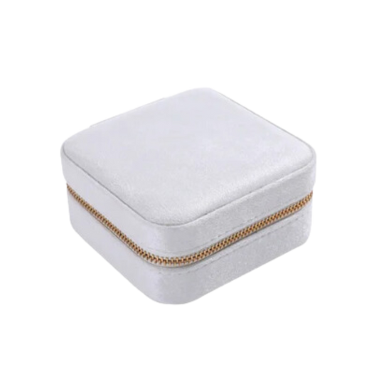 White Velvet Square Jewelry Case - Set of 2