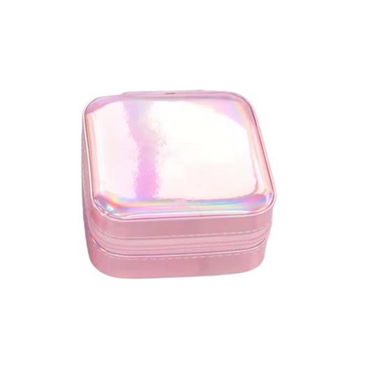 Pink Metallic Faux Leather Square Jewelry Case - Set of 2