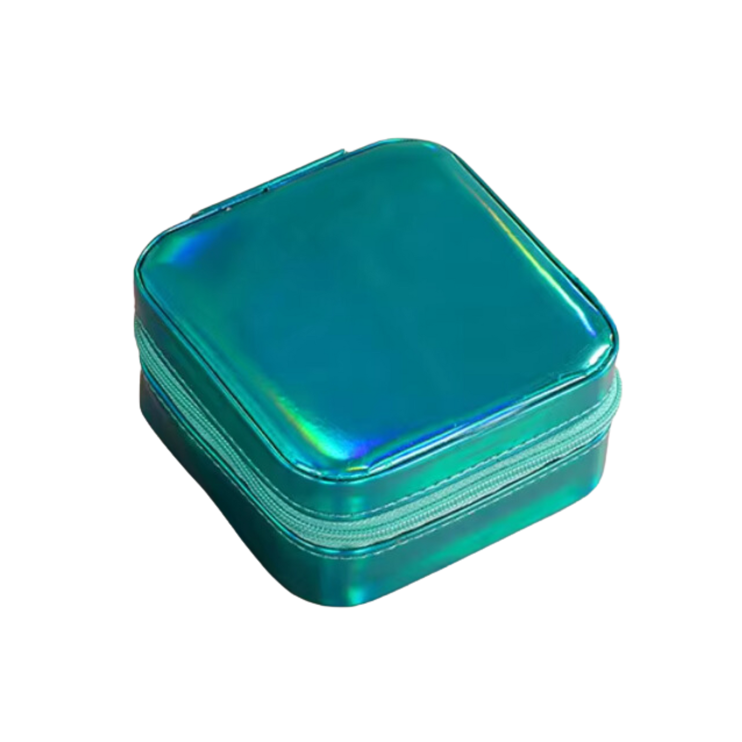 Aqua Metallic Faux Leather Square Jewelry Case - Set of 2