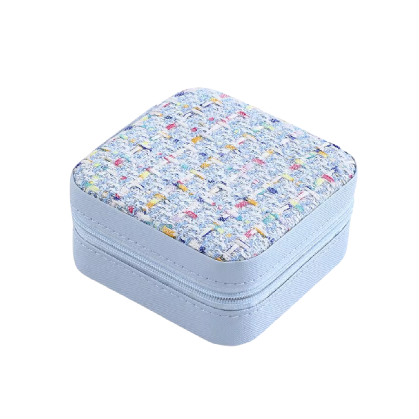 Blue Tweed Square Jewelry Case - Set of 2