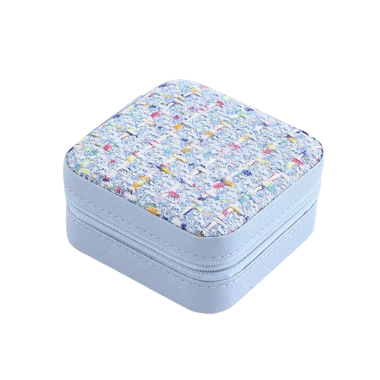 Blue Tweed Square Jewelry Case - Set of 2