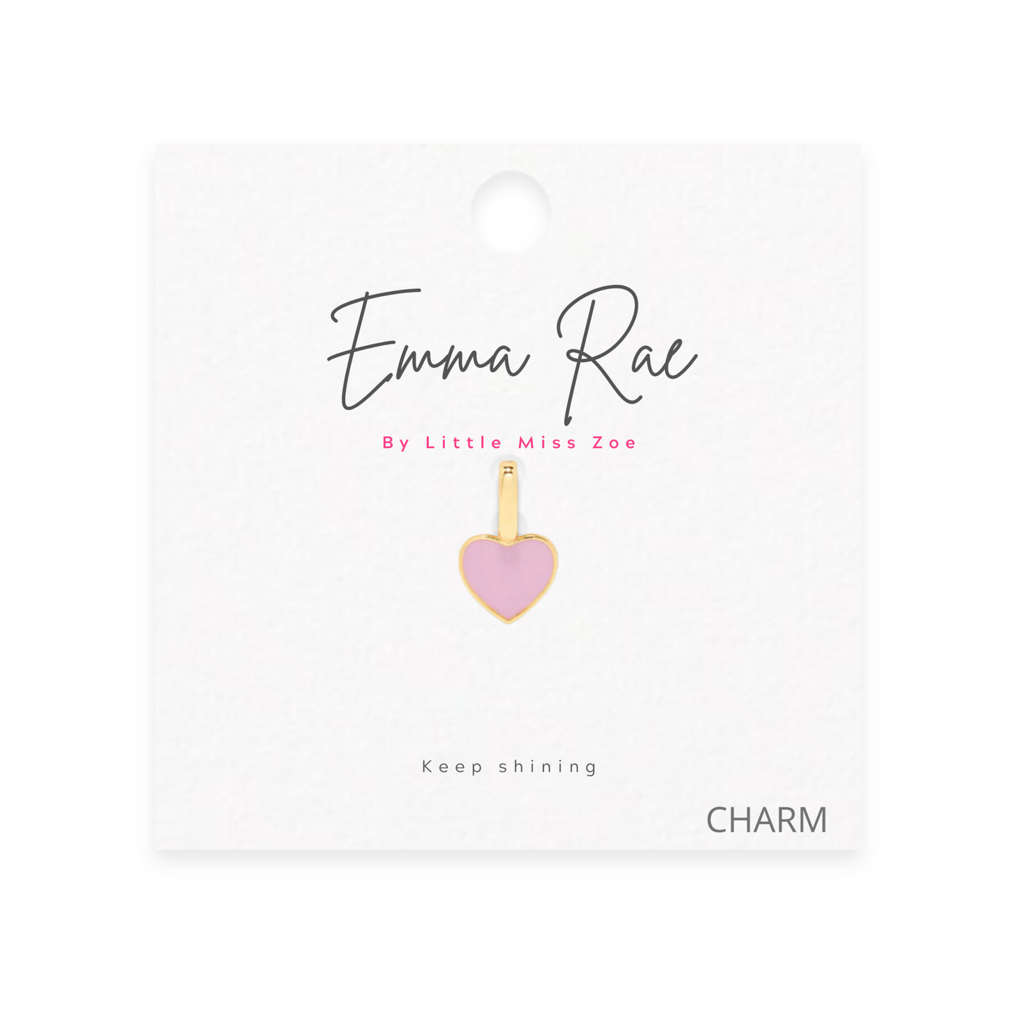 Pink Heart Sparkle Charm - Set of 3