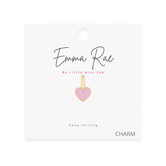 Pink Heart Sparkle Charm - Set of 3