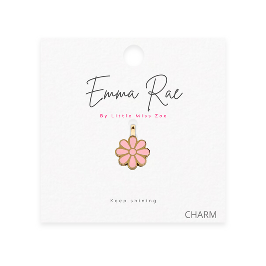 Pink Flower Sparkle Charm - Set of 3
