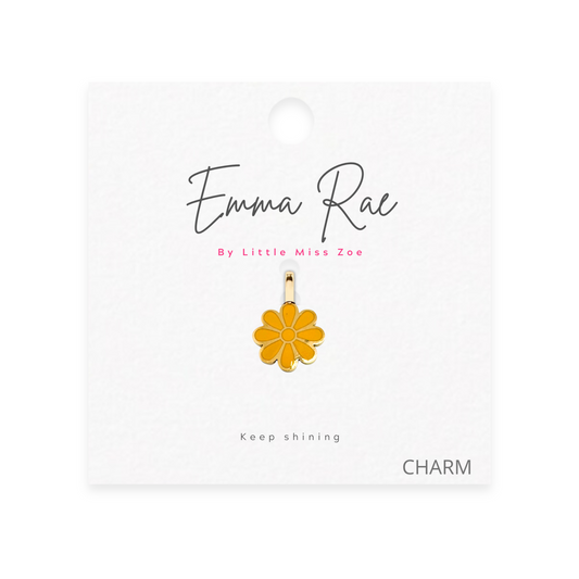 Yellow Flower Sparkle Charm - Set of 3