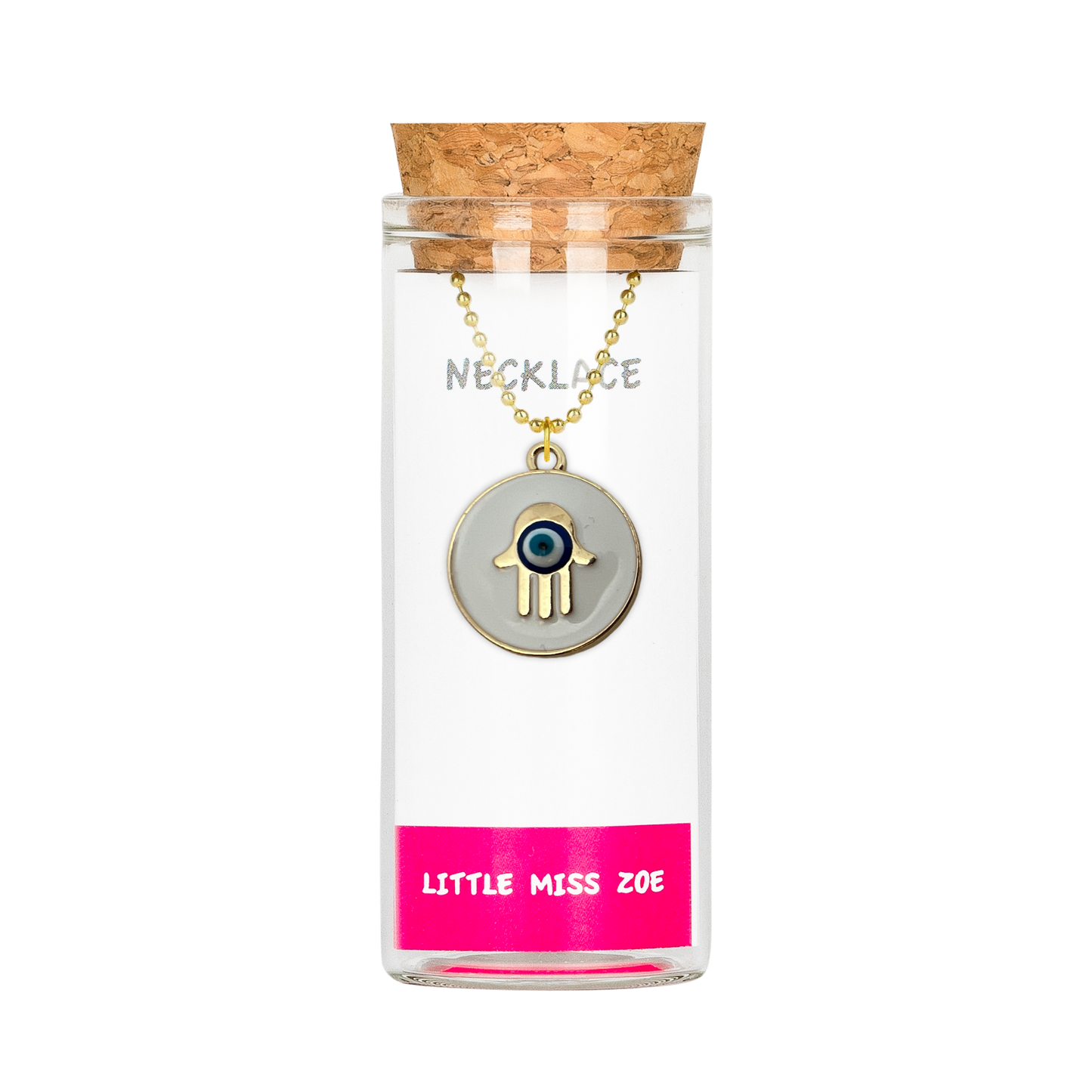 Round Hamsa Charming Necklace in a Bottle - Set of 3