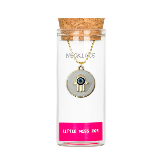 Round Hamsa Charming Necklace in a Bottle - Set of 3