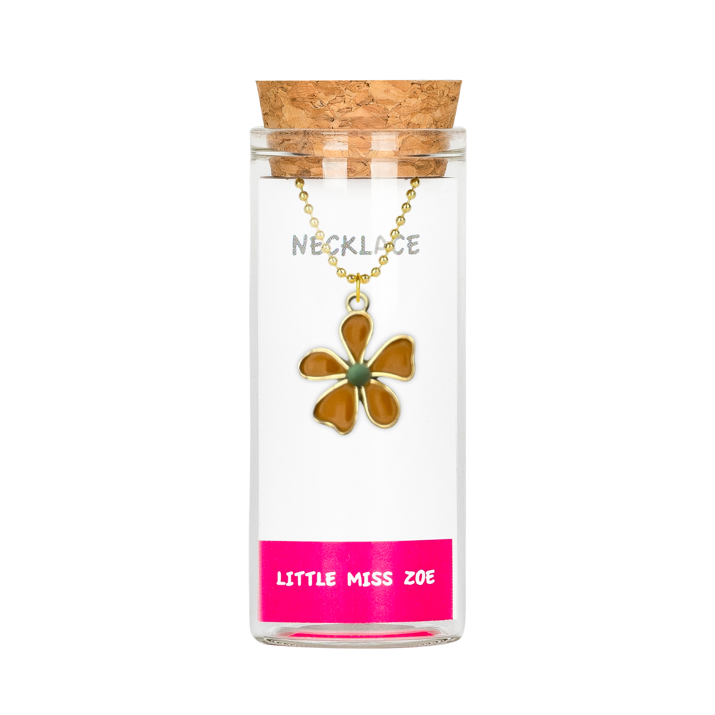 Yellow Flower Charming Necklace in a Bottle - Set of 3