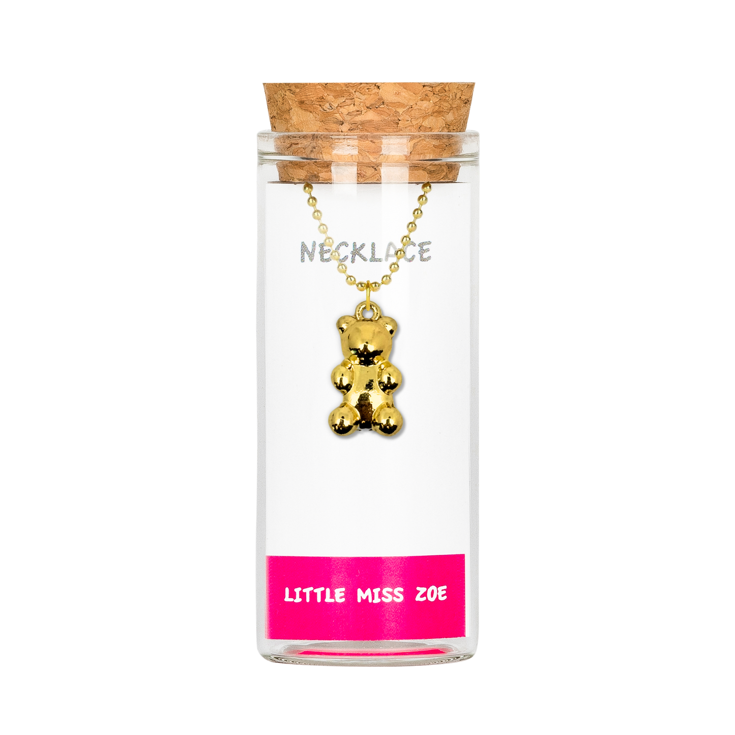 Gold Gummy Bear Charming Necklace in a Bottle - Set of 3